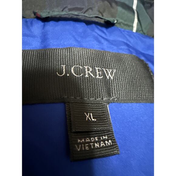 J.Crew Multicolor Plaid Checkered Zip Up Snap Button Hoodie Puffer Coat Vest XL - Picture 3 of 4